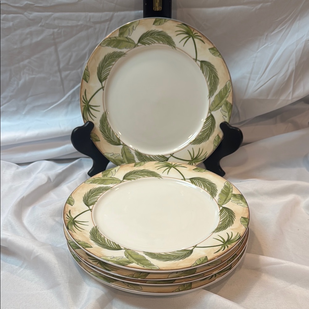 American Atelier ‘Tropical Palm’ Leaf Dinner Plate Set of 6, 5185, Palm Trees